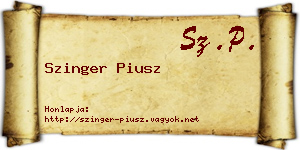 Szinger Piusz névjegykártya